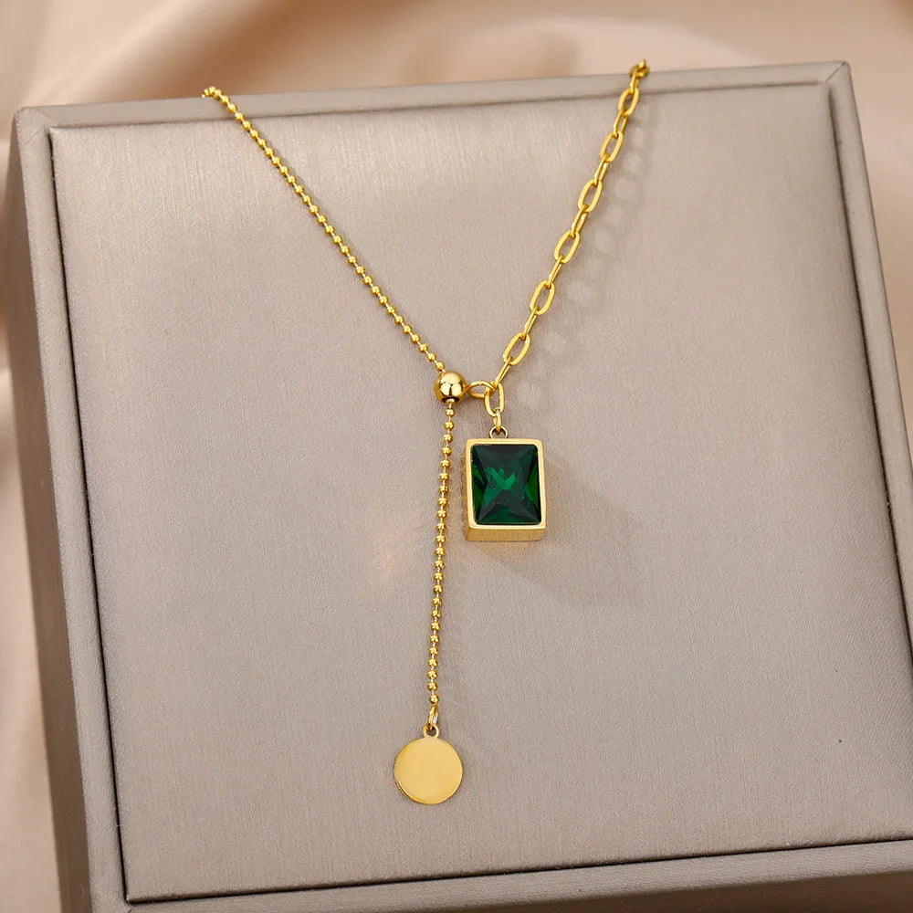 Double Layer Hollow Clavicle Chain Stainless Steel Necklace For Women Punk Hip-Hop Streetwear Jewelry Dropshipping
