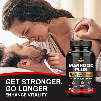 Manhood Plus capsules enhance masculinity, promote better blood flow, improve muscle strength, and elevate mood