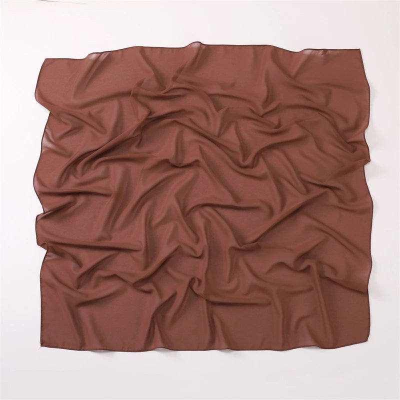 Muslim Chiffon Hijab Scarf Solid Color Square Head Wrap For Women Hijabs Scarves Jersey Hijabs Islamic Turban Headband Shawl