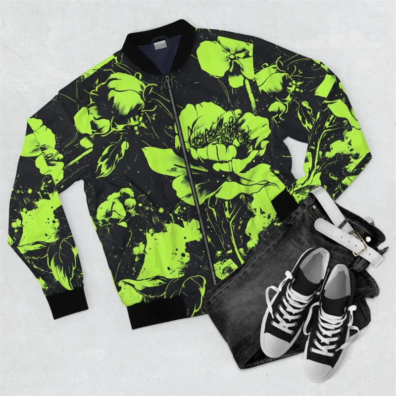 Harajuku Y2K Zipper Golf Coat For Men Fashion Bomber Jacket Stripe Men's Pullovers 3d Jersey Sweatshirt Long Sleeve Jackets 2024