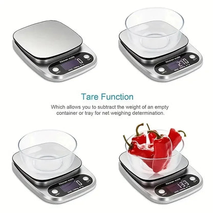 Stainless Steel Digital Kitchen Scale LCD Electronic Food Scale for Coffee Baking Jewelry - Portable High-Quality 10kg/1g