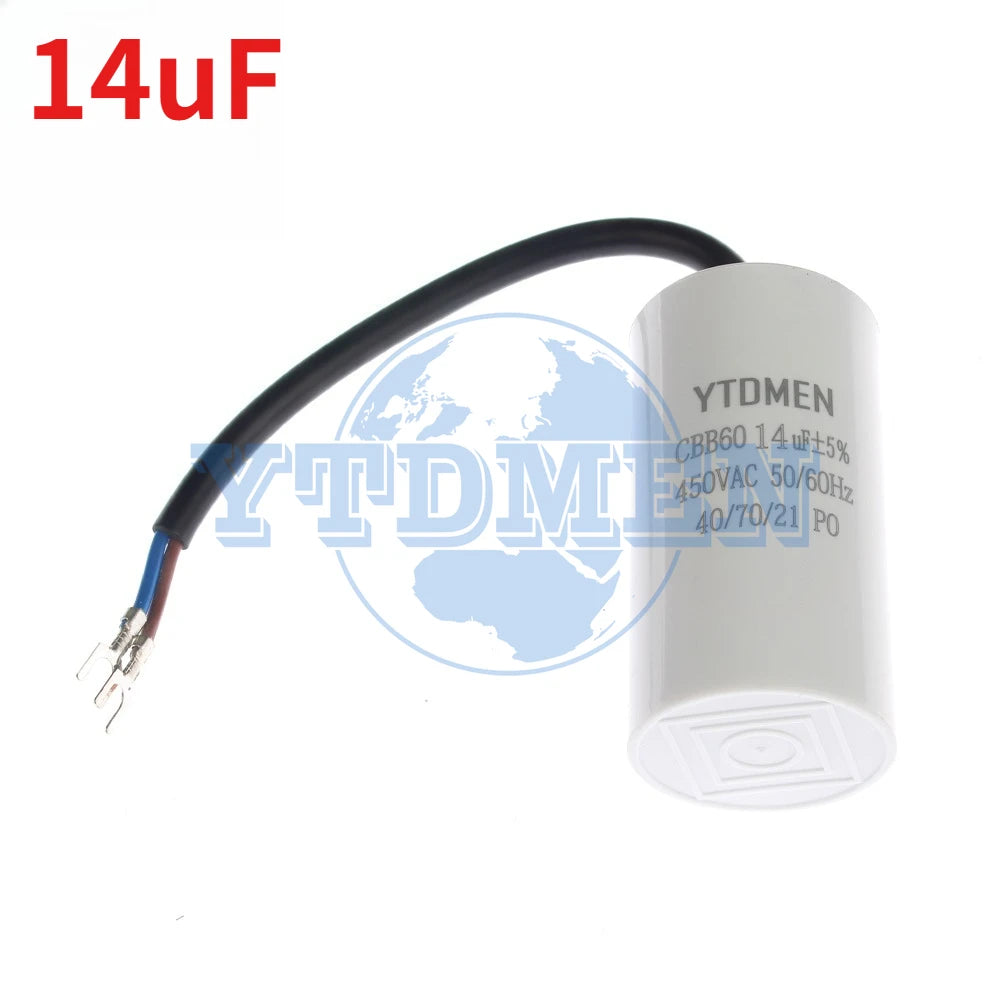 CBB60 Capacitor 450V AC Motor Run Capacitors 4UF 6UF 8UF 10UF 12UF 18UF 20UF 30UF 40UF 50UF 60UF for Washing Machine, Water Pump