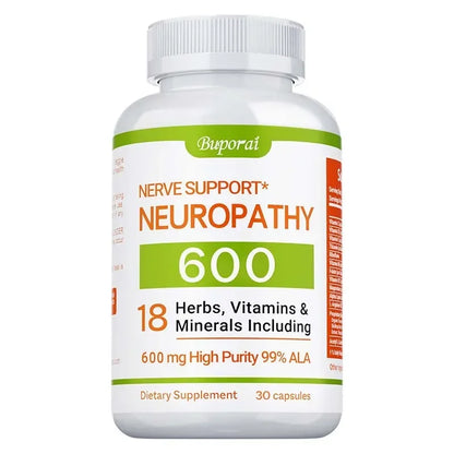 Neuropathy Support Supplement 600mg - Reduces Stress, Promotes Nerve Health and Brain Function, Cellular Energy, Non-GMO