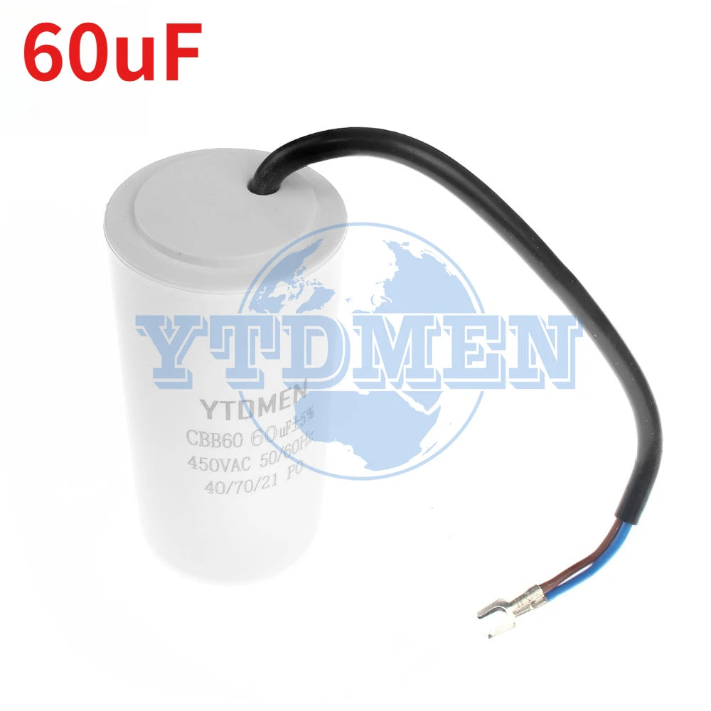 CBB60 Capacitor 450V AC Motor Run Capacitors 4UF 6UF 8UF 10UF 12UF 18UF 20UF 30UF 40UF 50UF 60UF for Washing Machine, Water Pump