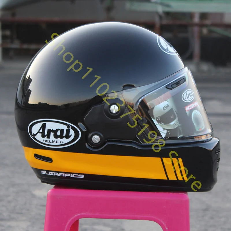 RAPIDE NEO Japanese Mode Full Face Helmet,For Harley Motorcycle And Cruise Motorcycle Protective Helmet,Bright Black Yellow
