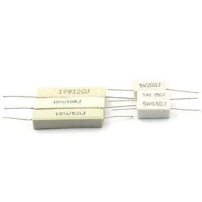 10PCS Cement Resistors 5W 5% 0.1 0.22 0.25 0.5 1 2.2 4.7 5 10 15 20 22 47 100 ohm Ceramic Resistors