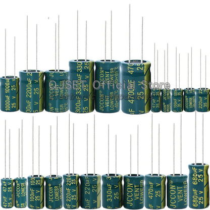 JCCON 6.3V 10V 16V 25V 35V 450V 100V 400V 100UF 220 330 470 680 1000 1500 2200 3300UF High-frequency lOWESR aluminum capacitors