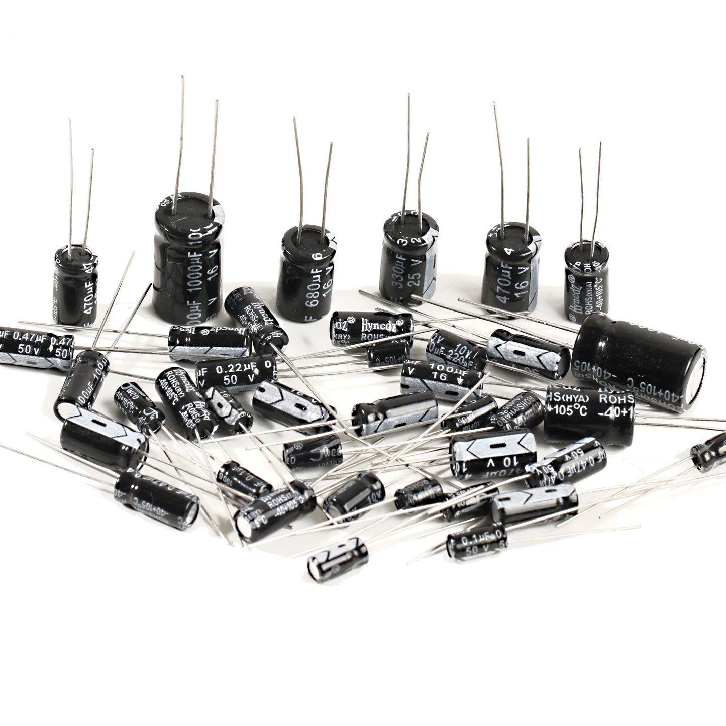 Aluminum Electrolytic Capacitors 10v 16v 25v 50v 0.1uf 1uf 2.2uf 33uf 47uf 220uf 470uf 680uf 1000uf