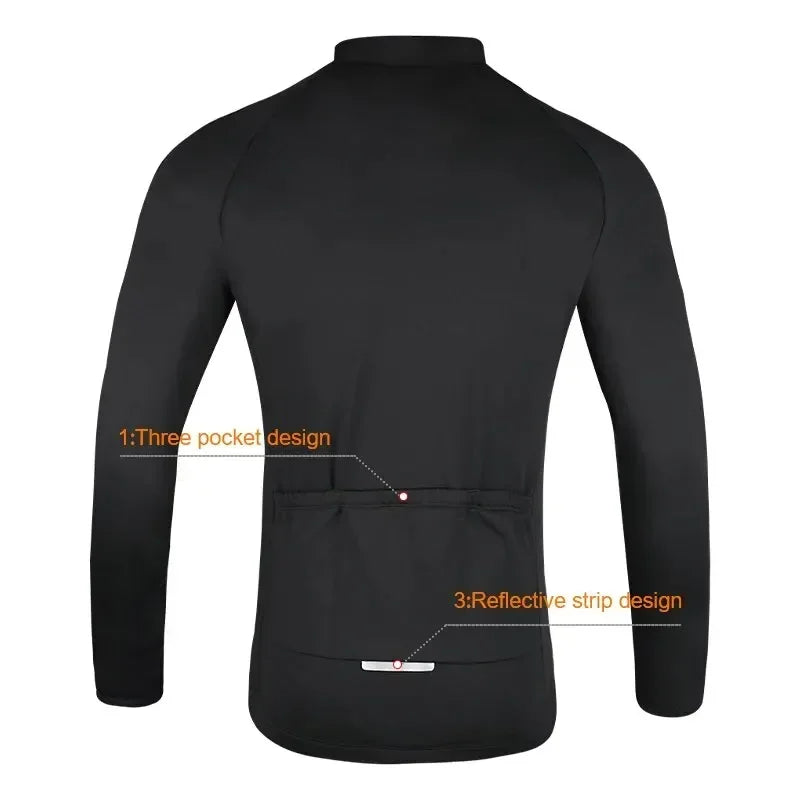 GRSRXX Thermal Men Cycling Jacket Black Mountain Bike Jacket Winter Cycling Jersey Long Sleeve Bicycle Clothing Ciclismo Jacket