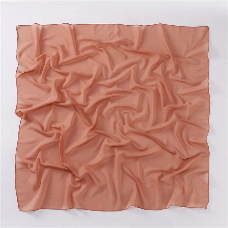 Muslim Chiffon Hijab Scarf Solid Color Square Head Wrap For Women Hijabs Scarves Jersey Hijabs Islamic Turban Headband Shawl