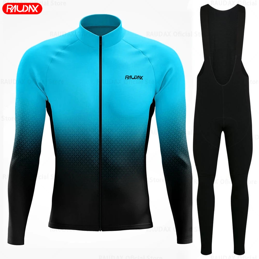 Raudax Spring and Autumn Cycling Jersey Sets Men's Cycling Clothes Mountain Road Bicycle Long Sleeve Roupa De Ciclismo Clothing