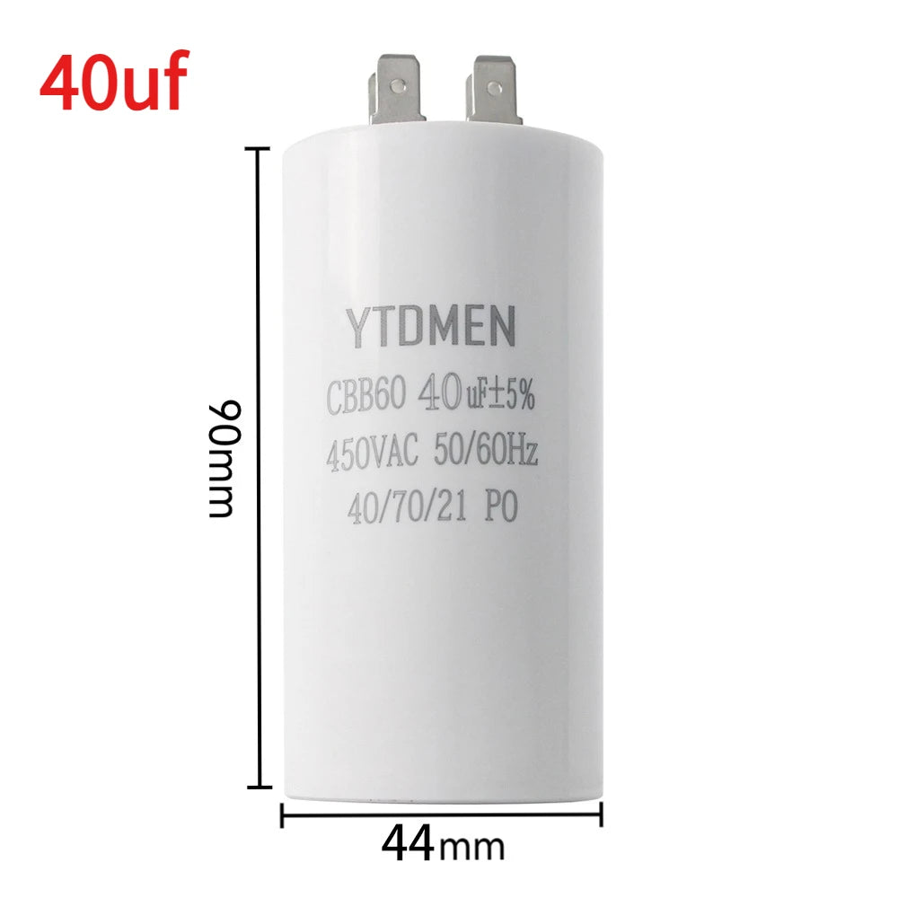 1PCS CBB60 Starting Capacitor 450VAC 4pin Double Insert Electric Replacement Motor Run Capacitors 4UF 5UF 6UF 8UF 16UF 20UF 60UF
