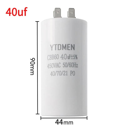 1PCS CBB60 Starting Capacitor 450VAC 4pin Double Insert Electric Replacement Motor Run Capacitors 4UF 5UF 6UF 8UF 16UF 20UF 60UF