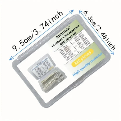(Industrial SMD Capacitor Components)320pcs 1206 SMD Capacitor Kit - High Quality Assorted Capacitors Set for Electronic Compone