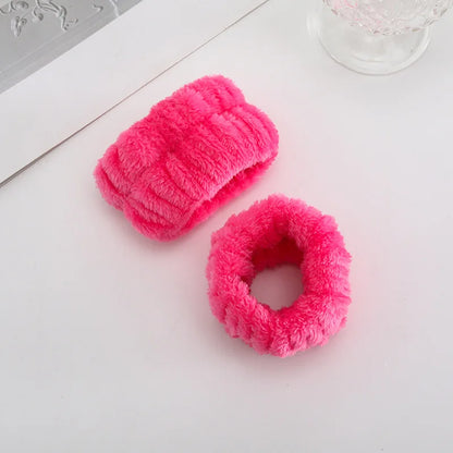 1/2/3Pcs Face Wash Absorbent Wristband Headband Hair Accessories Set Women Girls Coral Fleece Hair Bands Cuff Waterproof Bands