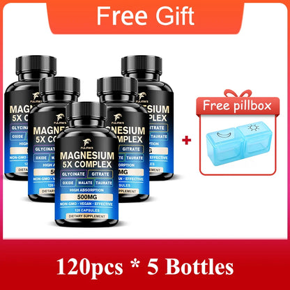 Full Spectrum Magnesium Complex Supplement, Support Bone Health, Healthy Blood Pressure & Overall Wellness, Non-GMO