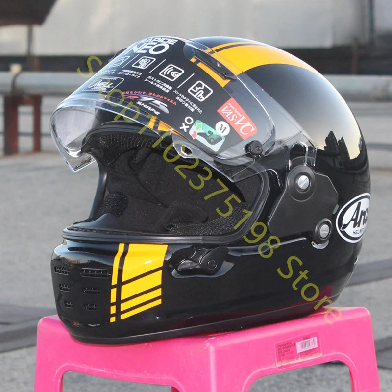 RAPIDE NEO Japanese Mode Full Face Helmet,For Harley Motorcycle And Cruise Motorcycle Protective Helmet,Bright Black Yellow