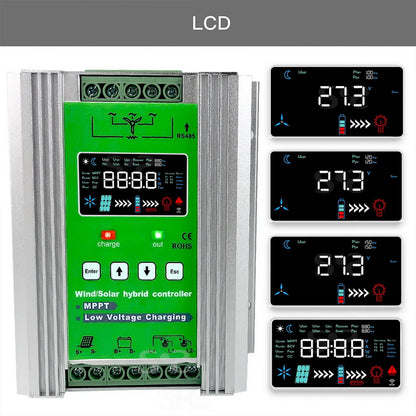 MARS ENERGY 4000W 12V 24V 48V MPPT Upgraded Hybrid Solar Controller Wind Turbine With Built WiFi  Lifepo4 Full Battery Display