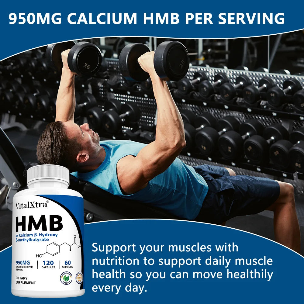 Ultra Strength HMB Supplement Capsules, Supports Muscle Growth, Maintains Muscle Health, and Supports Recovery After Exercise