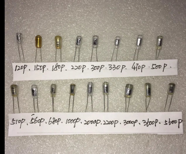 10 pieces Polystyrene film capacitors CBB CB10 50V  120PF 150PF 180PF 220PF 300PF 330PF 470PF 500PF 510PF 560PF 680PF 1000PF