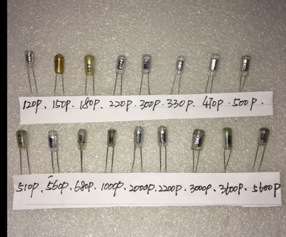 10 pieces Polystyrene film capacitors CBB CB10 50V  120PF 150PF 180PF 220PF 300PF 330PF 470PF 500PF 510PF 560PF 680PF 1000PF