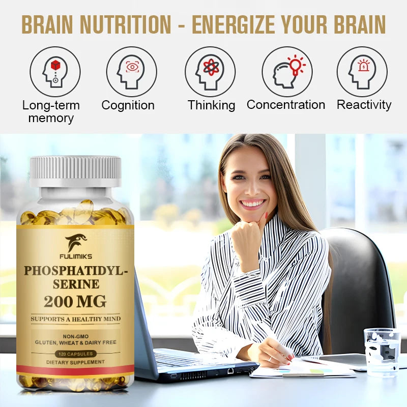 Advanced Phosphatidyl Serine Supplement, for Memory, Cognitive, Concentration, Reduces Stress Hormones & Fatigue, Sharp Focus