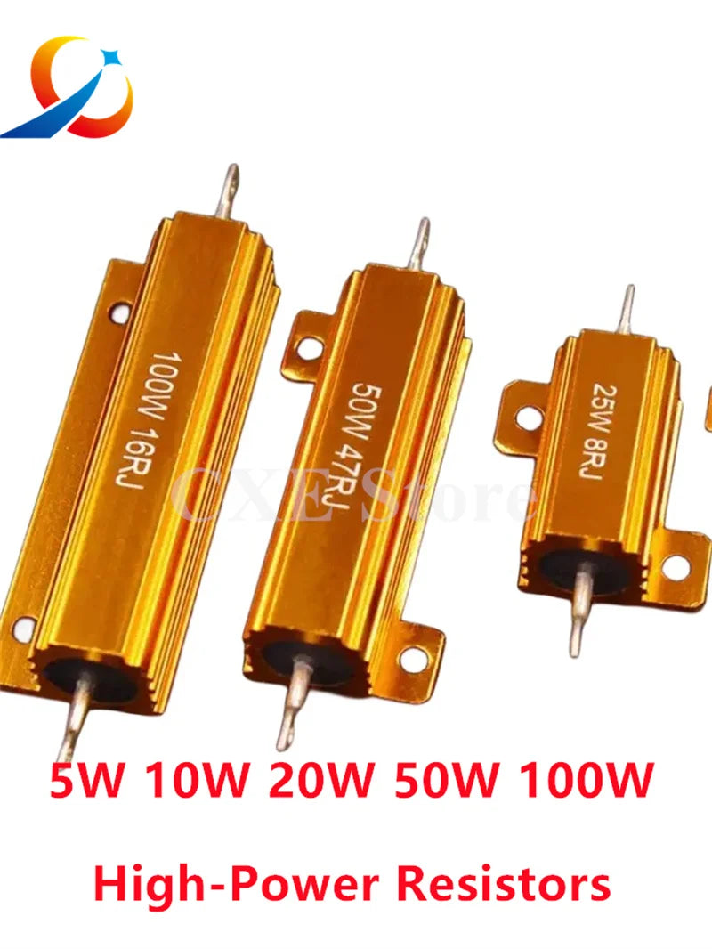 High Power Resistors RX24-5W/10W /20W/50W/100W/200W/300W/500W 0.1R/1R/3R/5R/10R/100R/1K/2K/10K Heat Dissipation Resisto NEW