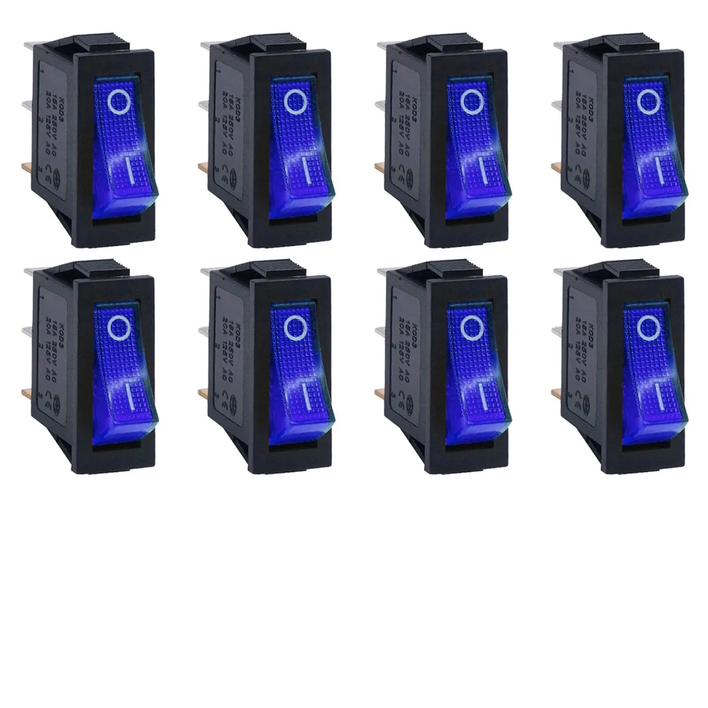 8/24Pcs AC 250V/15A 125V/20A Illuminated LED On/Off SPST 3 Pin 2 Position Mini Boat Rocker Toggle Switch Snap for Househould DIY