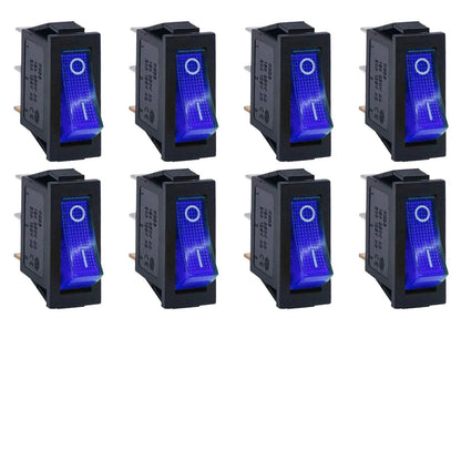 8/24Pcs AC 250V/15A 125V/20A Illuminated LED On/Off SPST 3 Pin 2 Position Mini Boat Rocker Toggle Switch Snap for Househould DIY