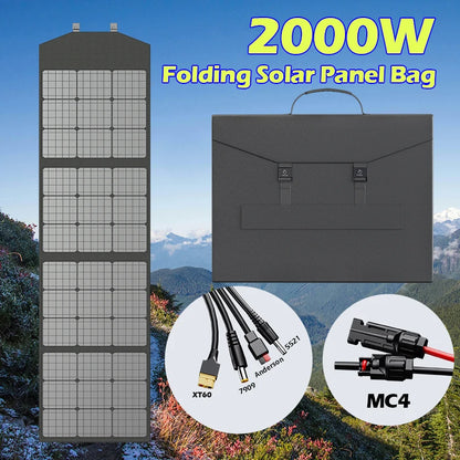 2000w 1500w 1000w 500w Flexible Foldable Solar Panel High Efficience Travel & Phone & Boat Portable 12V Solar Panel Kit