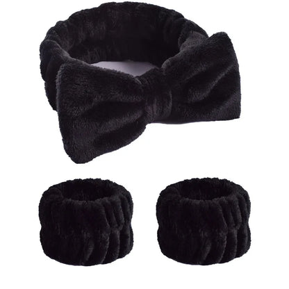 1/2/3Pcs Face Wash Absorbent Wristband Headband Hair Accessories Set Women Girls Coral Fleece Hair Bands Cuff Waterproof Bands