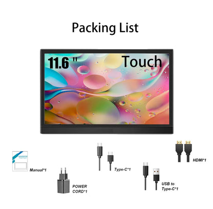 The 11.6-inch portable monitor supports gaming screens on laptops, PCs, Xbox, and Switch. Touchable
