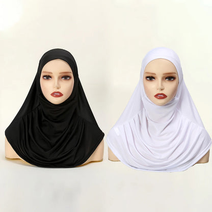 2/Pcs Crystal Hemp Wrinkle Hijab Instant Hijab Muslim Innerscarf For Woman Under Cap Hat Lady Solid Soft Headscarf Modal Jersey