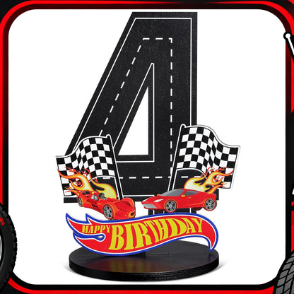 1pcs Race Car 1-9th Birthday Number Sign Centerpiece Race Car Theme Birthday Party Supplies Wooden Table Decoration Photo Props