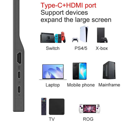 LANLIPU 14/15.6/16 inch Portable Touch Monitor 1K HDR Second Display For office PS4/5 Switch PC  Cell  Phone Loptop Extension