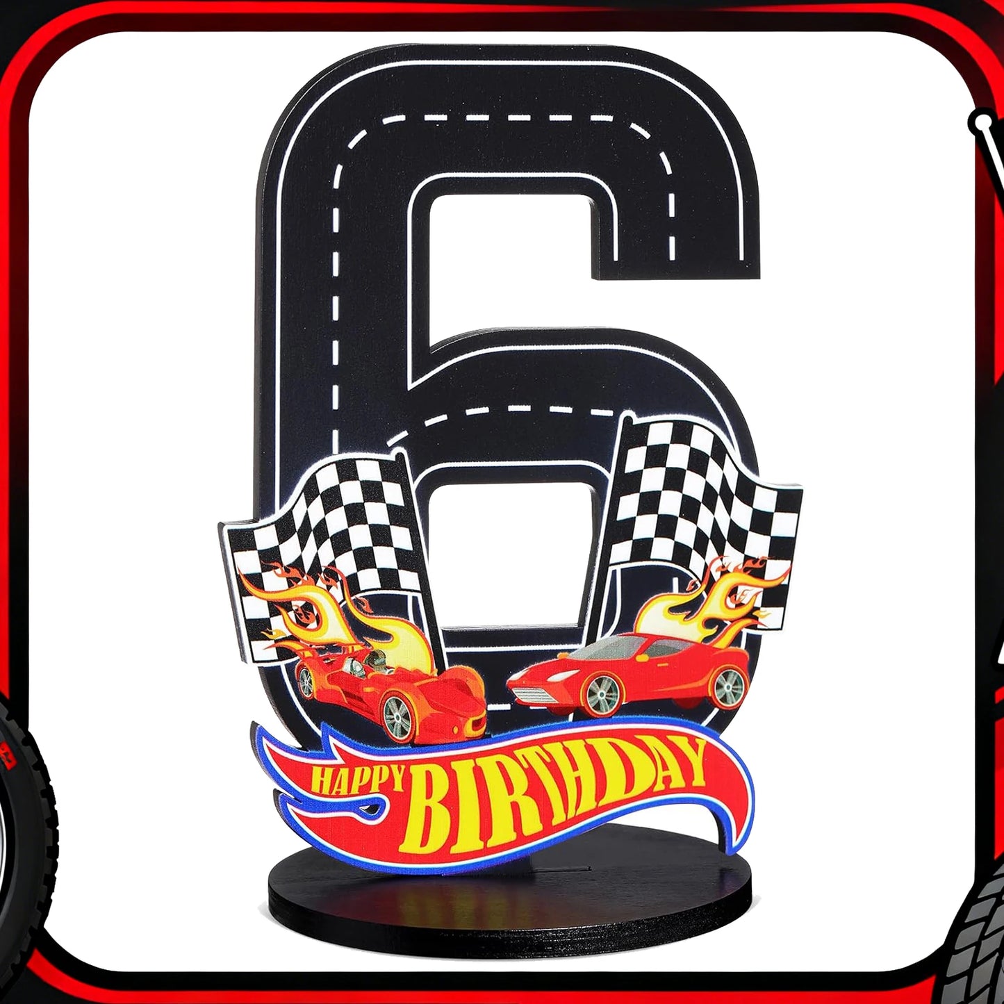 1pcs Race Car 1-9th Birthday Number Sign Centerpiece Race Car Theme Birthday Party Supplies Wooden Table Decoration Photo Props