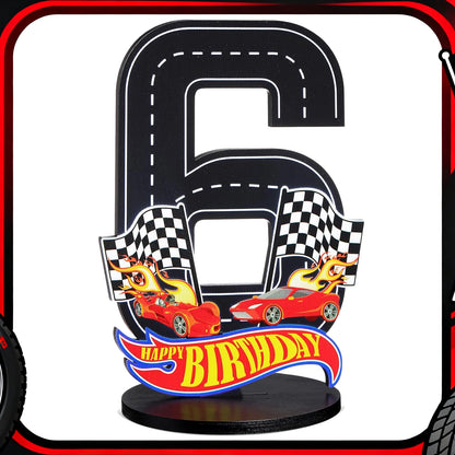 1pcs Race Car 1-9th Birthday Number Sign Centerpiece Race Car Theme Birthday Party Supplies Wooden Table Decoration Photo Props