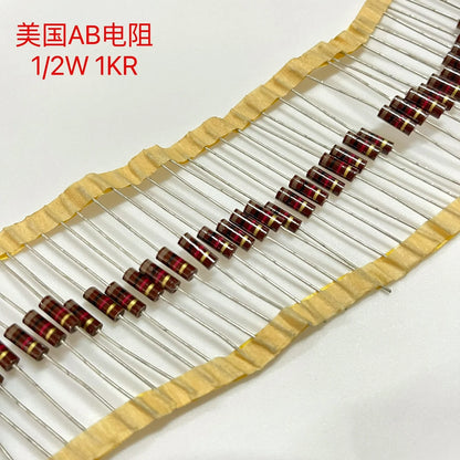 10-500PCS Brand new original American AB resistors 1/2W, 0.5W, 10R, 12R, 51R, 100R, 120, 150, 180, 200, 220, 330R, 560R, 680R