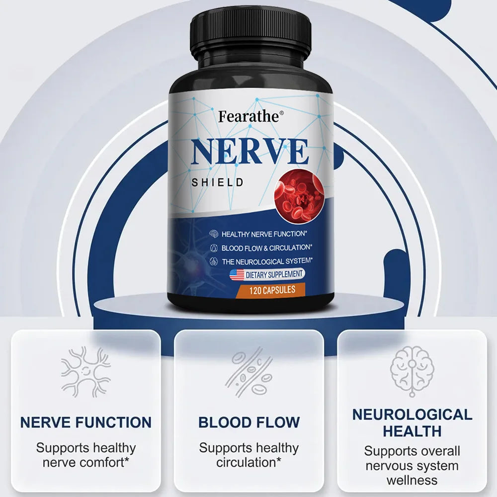 Nerve Support Supplement - B Vitamins, Supports Nerve & Brain Function, Neurotransmitters, Blood Circulation & Joint Health