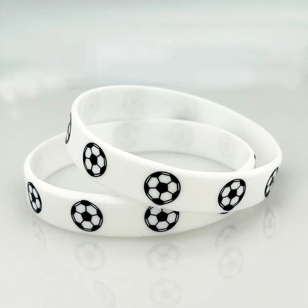 2pcs Printing Sports Soccer Silicone Bracelets  Euro 2024 Elastic Souvenir Sports Theme Bracelet Hand Circle