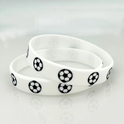 2pcs Printing Sports Soccer Silicone Bracelets  Euro 2024 Elastic Souvenir Sports Theme Bracelet Hand Circle