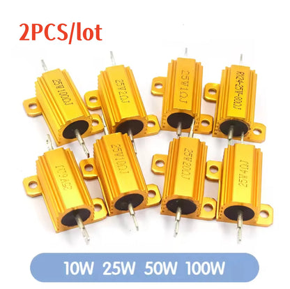 2PCS/lot 10W 25W 50W 100W Aluminum Power Resistor 0.1~1Kohm Metal Shell Case Wirewound  Resistance Load Resistors 4ohm 6ohm 8ohm