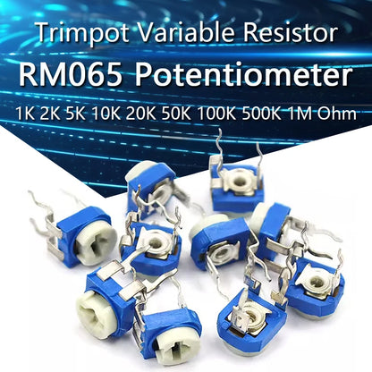 20Pcs RM065 RM-065 Series 100 200 500 1K 2K 5K 10K 20K 50K 100K 200K 500K 1M Ohm Trimpot Trimmer Potentiometer Variable Resistor