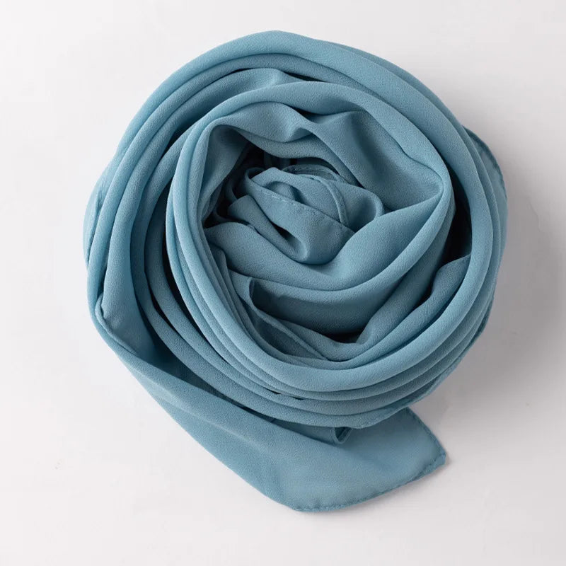 Muslim Chiffon Hijab Scarf Solid Color Square Head Wrap For Women Hijabs Scarves Jersey Hijabs Islamic Turban Headband Shawl