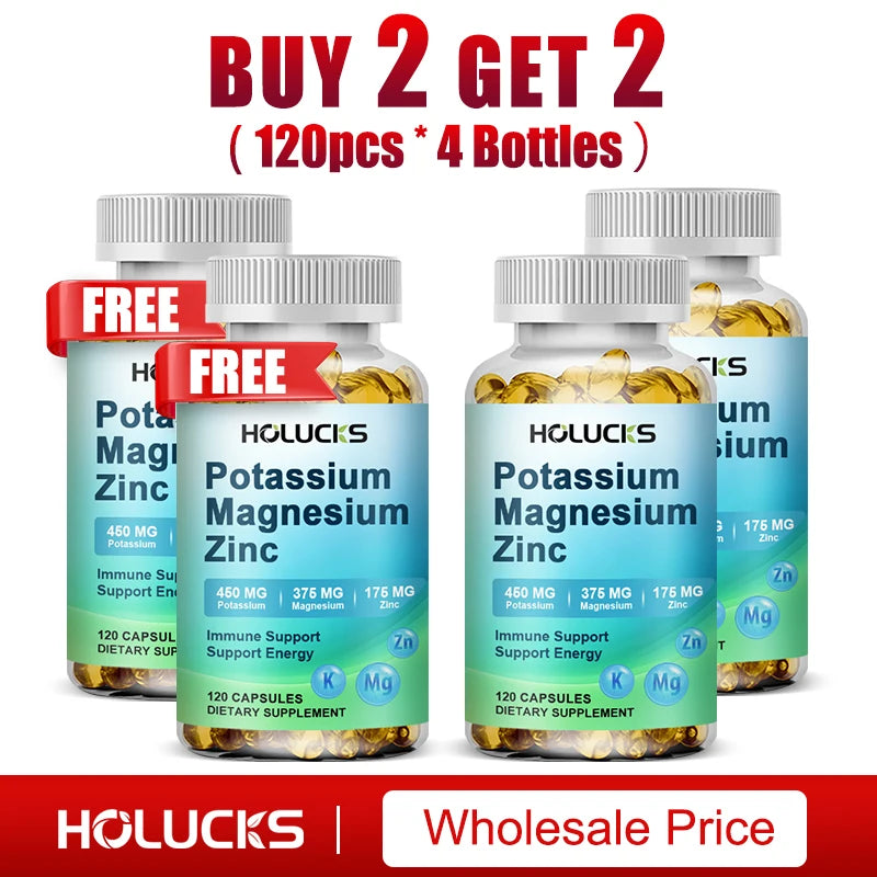 Potassium Magnesium Complex Supplement, Support Vascular, Bone, Heart, Muscle & Nerve Health, Boost Immune, Enhance Energy