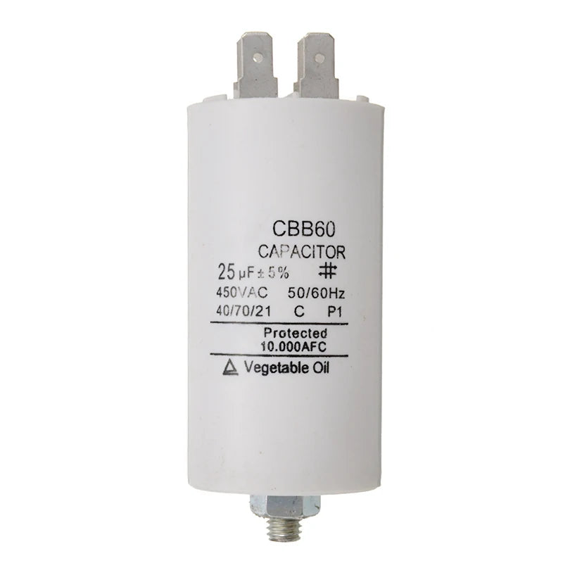 Universal 25uf Capacitor CBB60 Motor Run Capacitors Water Pump Starting Capasitor 450V AC Motors