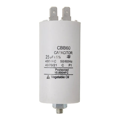 Universal 25uf Capacitor CBB60 Motor Run Capacitors Water Pump Starting Capasitor 450V AC Motors