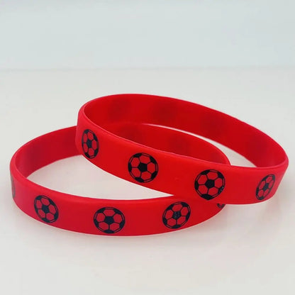 2pcs Printing Sports Soccer Silicone Bracelets  Euro 2024 Elastic Souvenir Sports Theme Bracelet Hand Circle