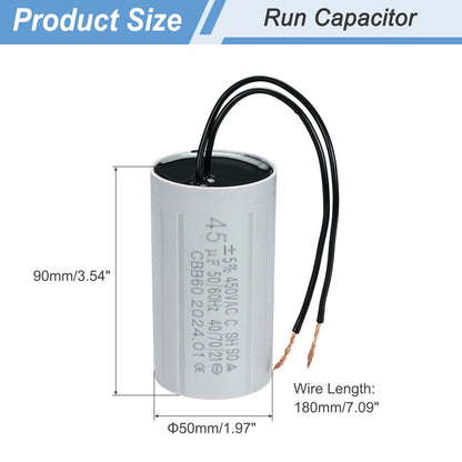 1/2/3Set CBB60 6-60uF Running Capacitors AC 450V 2 Wires 50/60Hz Cylinder for Water Pumps Washing Machines Motor Start