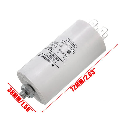Universal 25uf Capacitor CBB60 Motor Run Capacitors Water Pump Starting Capasitor 450V AC Motors
